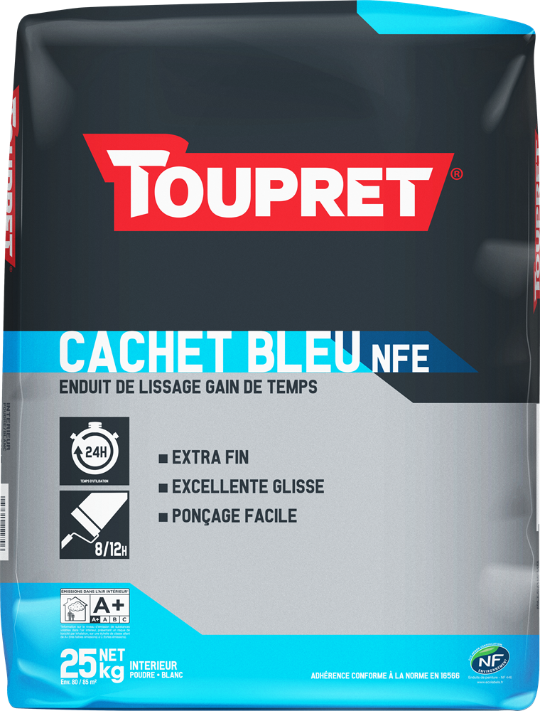 Enduit de finition et lissage Cachet Bleu NFE Toupret (15kg) : lissez vos  murs avant une finition peinture très soignée